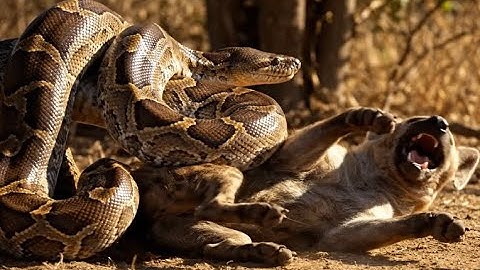 Swamp Showdown: Giant Python vs Hyena Pack