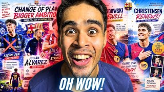 Barca big signing in striker position. Bastoni deal off. Barca lose in Lewandowski last match.