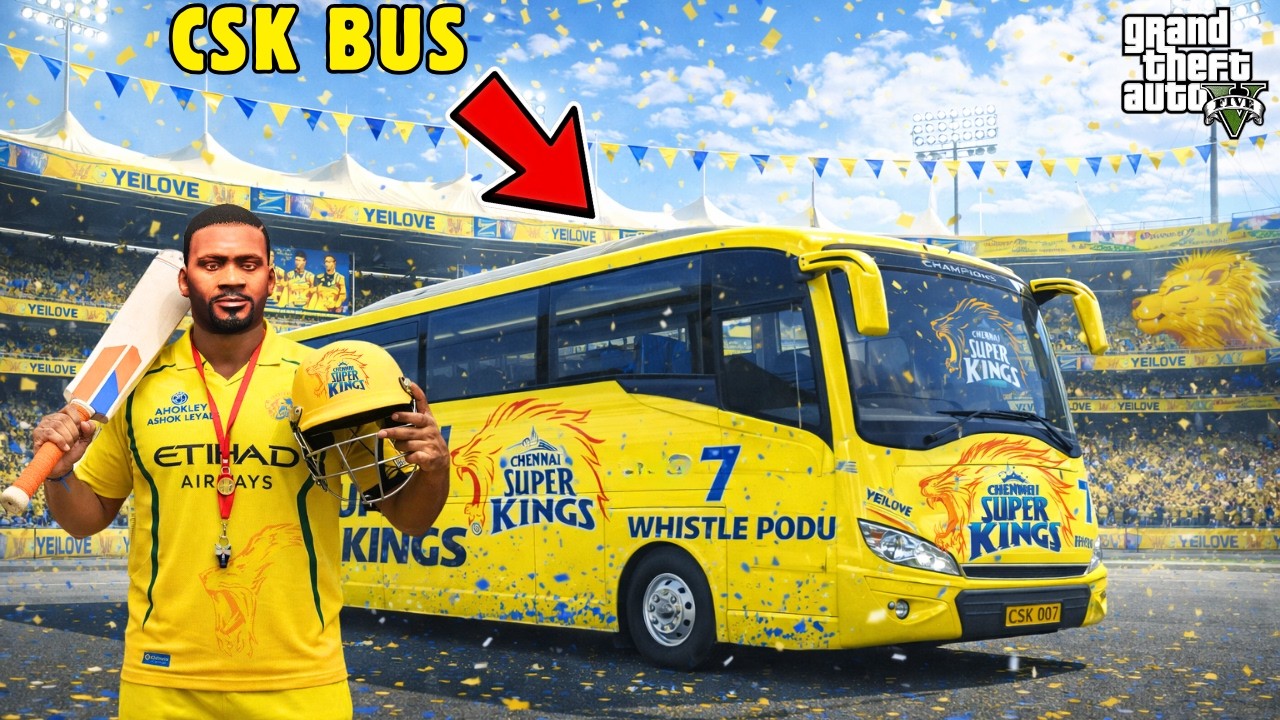 Franklin Finally Wins Chennai Super Kings Bus in GTA 5 - YouTube