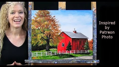 AUTUMN BARN-Learn How to Draw and Paint with Acrylics-Fun and Easy Landscape Paint and Sip at Home