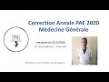 Live correction annale pae  mdecine gnrale  2020