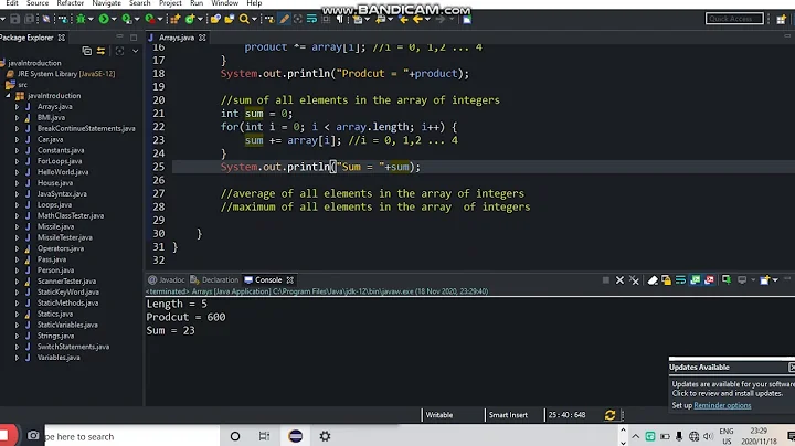 Length, Product, Sum, Avg, Max of elements in an array