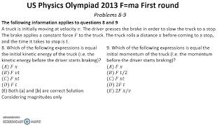 US F=ma Physics Olympiad 2013. First Round. Problems 1-25 of 25. Mechanics
