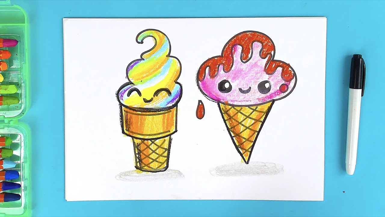 Мороженое красками как нарисовать