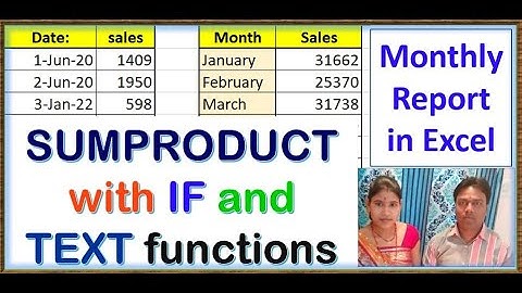 monthly report in excel | sumproduct with if and text functions | excel