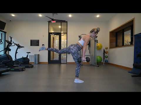 split squat with pulse kickbacks