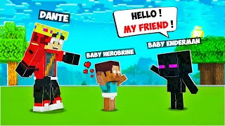 Baby Herobrine Meets Baby Enderman in Minecraft !