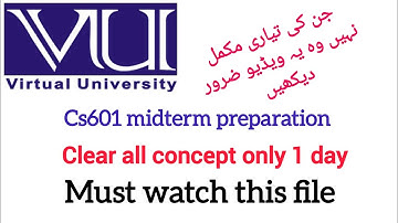 Cs601 Midterm preparation /Cs601 important topics for midterm/Cs601 short lecture