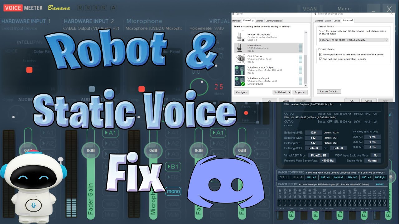 How To Fix Voicemeeter Robotic And Static Voice In Discord Youtube