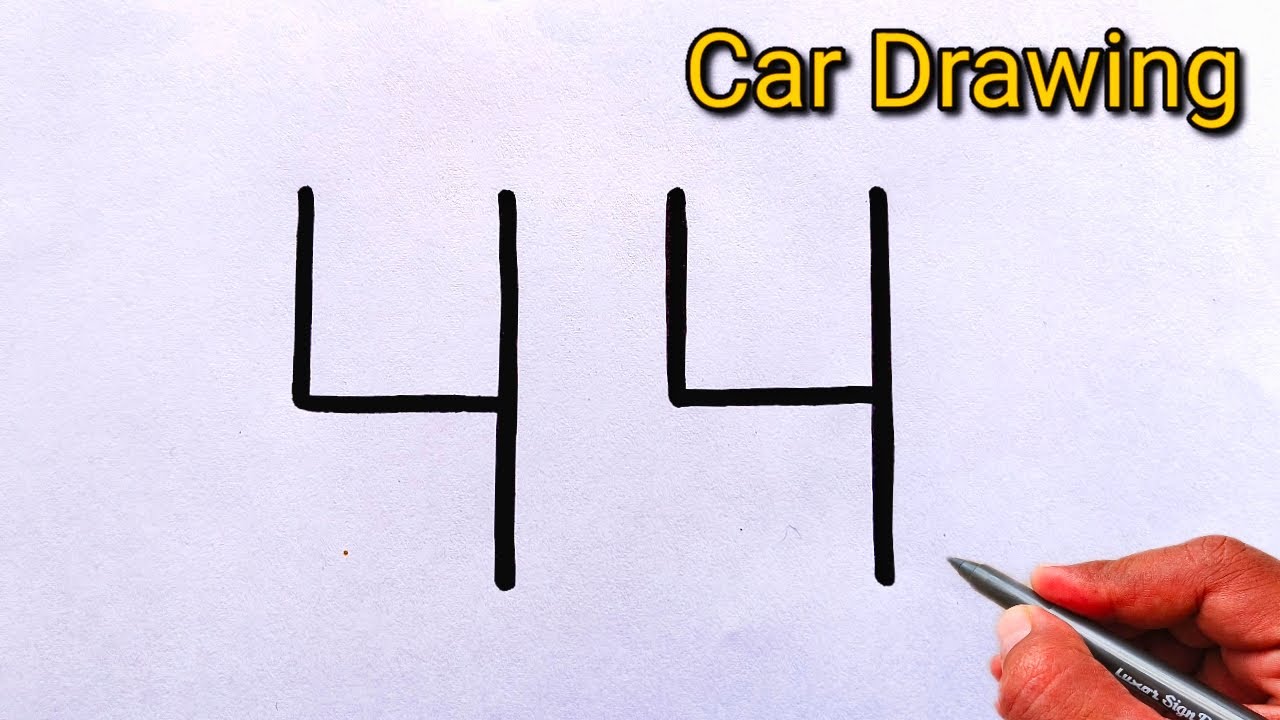 How to Draw Car Picture From Number 44 |  Very Easy Drawing