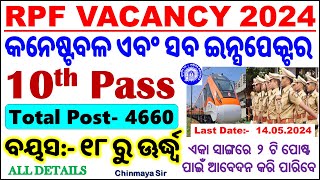 RPF Constable & SI Vacancy 2024|Indian Railway Recruitment|10th Pass|ଭାରତୀୟ ରେଳ ବିଭାଗ ତରଫରୁ ନିଯୁକ୍ତି