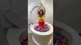 Going Underwater In The Giant Toilet Colorful Surprise Egg Pool #Shorts