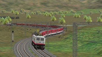 22221 Rajdhani Express Negotiating Curve lead by Kalyan WAP-7 in Push-Pull Liverly MSTS Open Rails