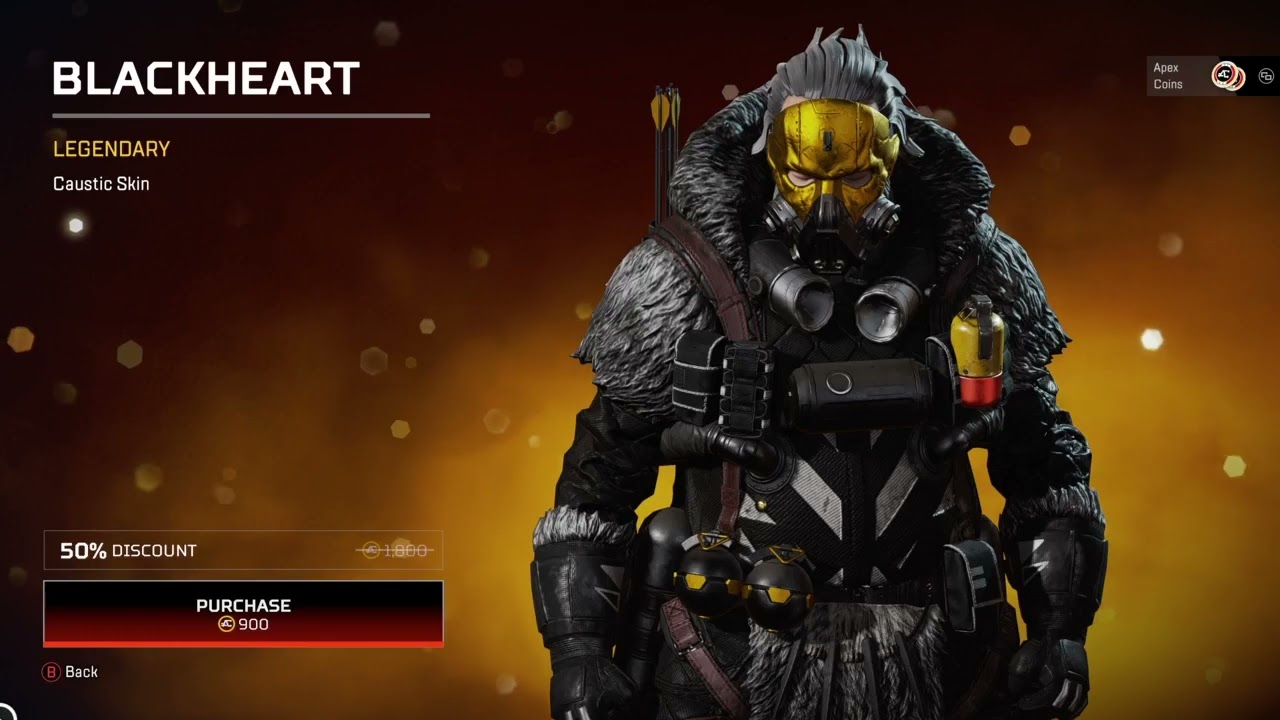 Legendary Skin for Caustic (Blackheart), 3-Year Event Sales. [Apex Legends - Highlight - Feb.22]