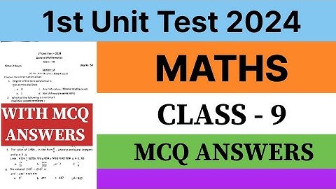 class 9 1st unit test Maths question paper 2024 | 1st unit test question paper class 9  | Maths