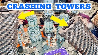 CRASHING TOWERS Inside The High Limit Coin Pusher Jackpot WON MONEY ASMR