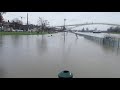 Wakeboarding in Köln Mülheim im Rhein Hochwasser 2021