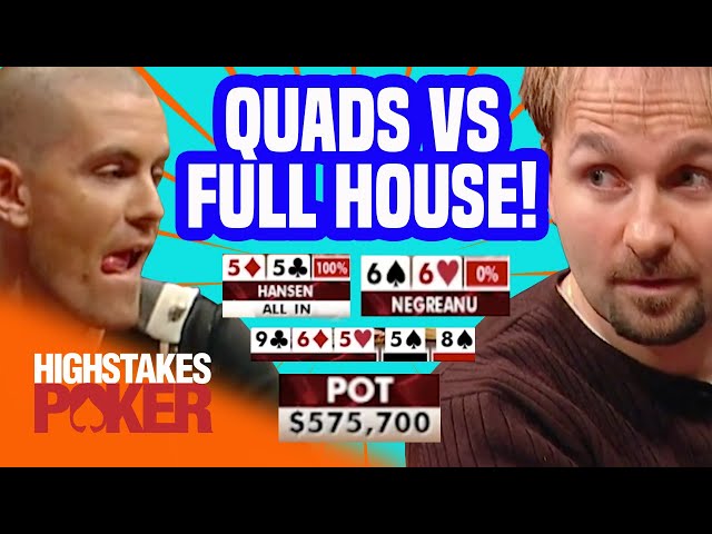 Gus Hansen Hits Quads Against Daniel Negreanu | High Stakes Poker class=