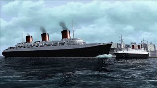 S.S. Normandie Departing New York