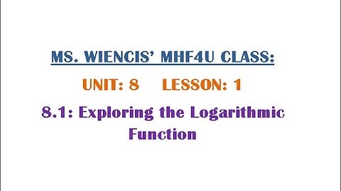 MHF4U - Unit 8 - Lesson 1 - 8.1 Exploring the Logarithmic Functions