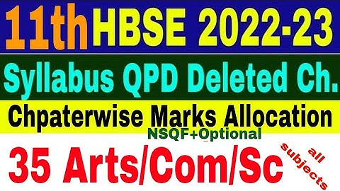 marks distribution chapterwise class 11 syllabus science commerce arts subjects 2023 hbse