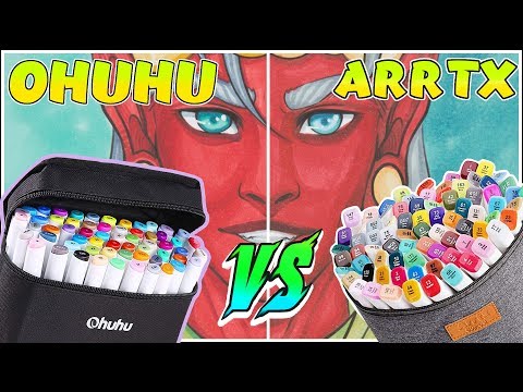 Ohuhu Brush Markers vs Copic Brush marker- Ohuhu 48 Set Alcohol Based Ink 