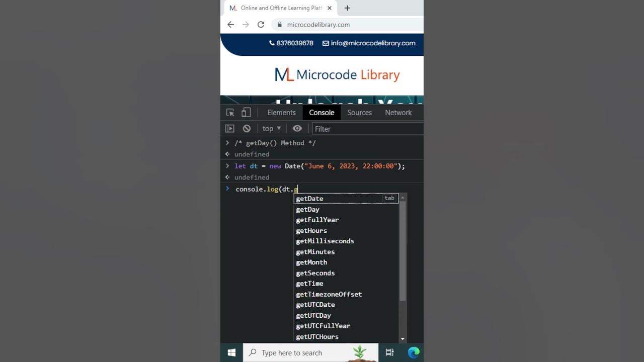 Dayfinder navigating through time with getday in javascript 