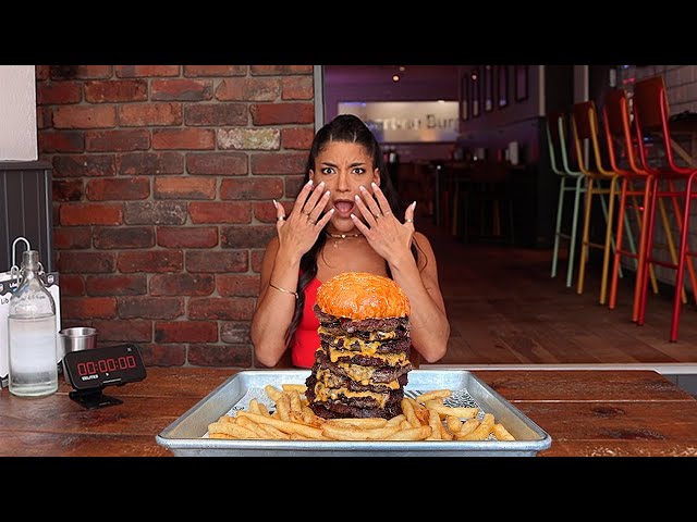 The 9,000 calorie 50oz burger that hasn't been finished in 6 YEARS! | @LeahShutkever class=