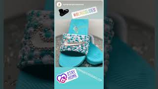 Glamorous Nike Slides with Pearls & Bling #pearlsandbling #symphonystreasures