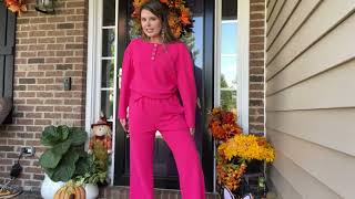 Amazon Try On - 2 Piece Waffle Knit Lounge Set #shortvideo #shortsfeed
