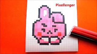 Cooky BT21 BTS How to Draw Simple Picture Pixel Art for Kids