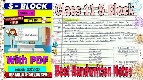 S-BLOCK ELEMENTS in One Shot - Best Handwritten Notes || All Concepts ,Tricks & PYQ