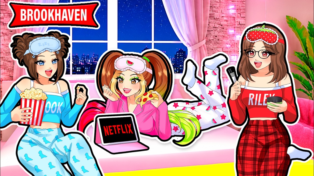 I Invited BROOK & RILEY to a SLEEPOVER..(Brookhaven) - YouTube