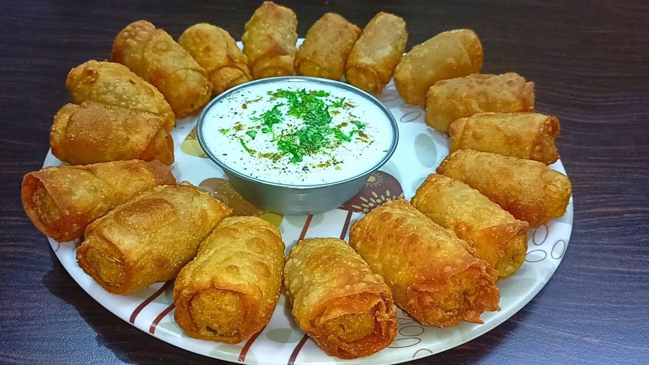 Potato roll evening tea time snacks/instant easy aloo roll samosa/how
