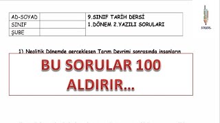 9.Sinif Tari̇h 1.Dönem 2.Yazili