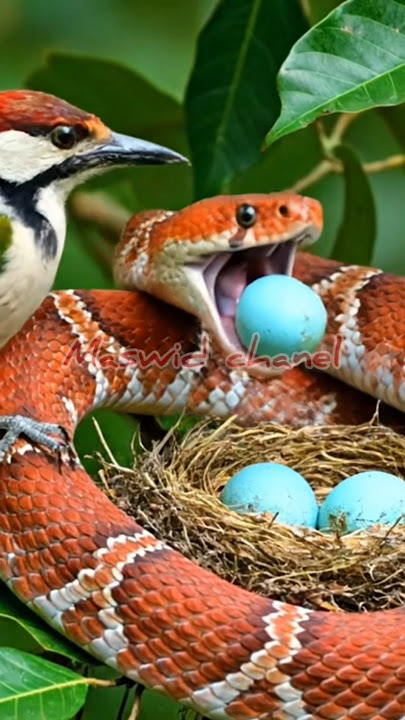 oh my GOD⁉️⁉️Ular curi telur pelatuk tapi ketahuan #snake #cobra #woodpecker #burungpelatuk
