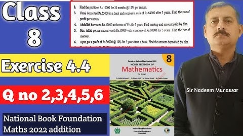 Class 8 Exercise 4.4 Q no 2,3,4,5,6 NBF Maths find profit  / markup in Urdu Hindi Sir Nadeem Munawar