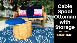 DIY Cable Spool Ottoman with Storage