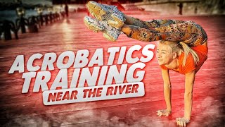 Acrobatics Training Near The River. Handstanding And Backbending Poses | Flexshow