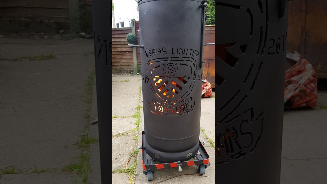 Hand made leeds utd logo log burner - YouTube
