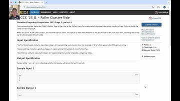 2025 CCC J1: “Roller Coaster Ride” Solutions in Python & C++ | Canadian Computing Competition