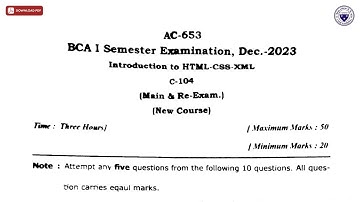 BCA 1ST SEM INTRODUCTION TO HTML CSS XML AC DEC 2023 | DBRAU