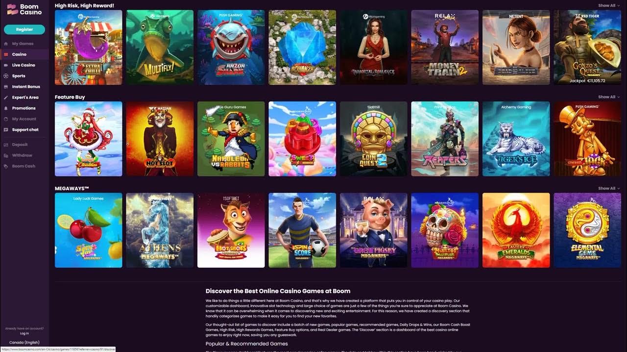 Boom Casino online review - YouTube