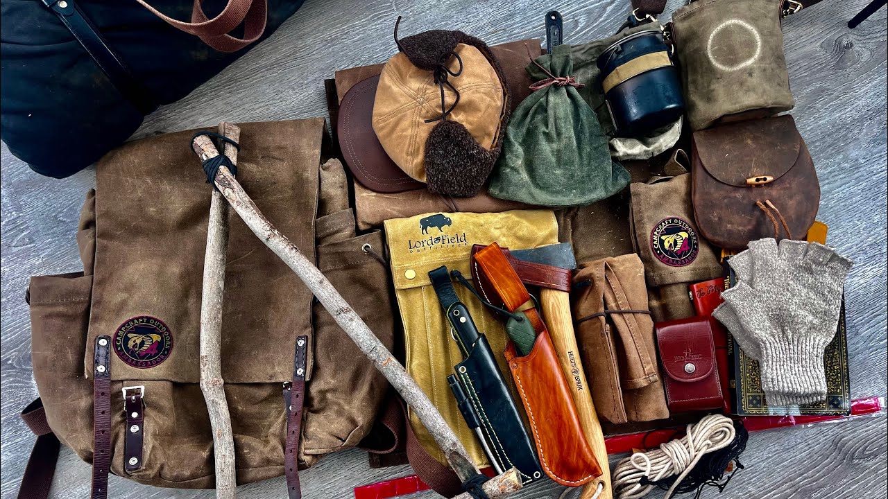 Traditional Bushcraft Gear Loadout! Leather & Waxed canvas