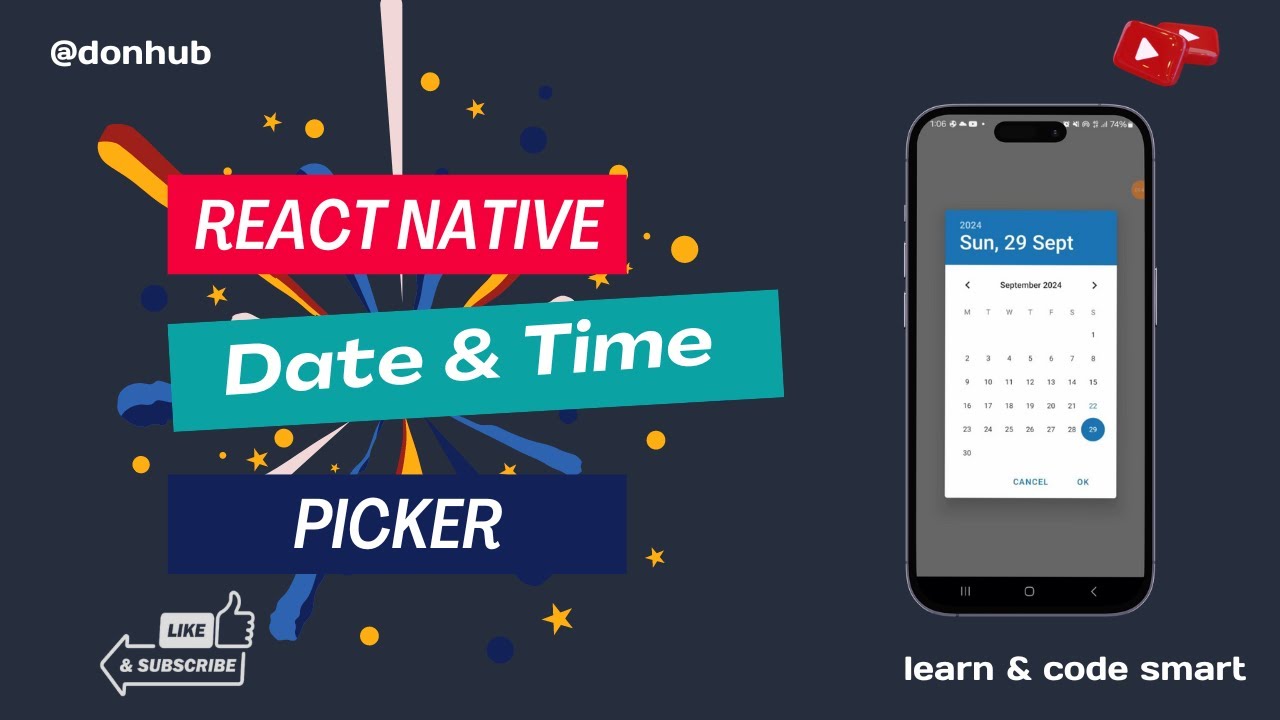 Implement Date and Time Picker in react native project - YouTube