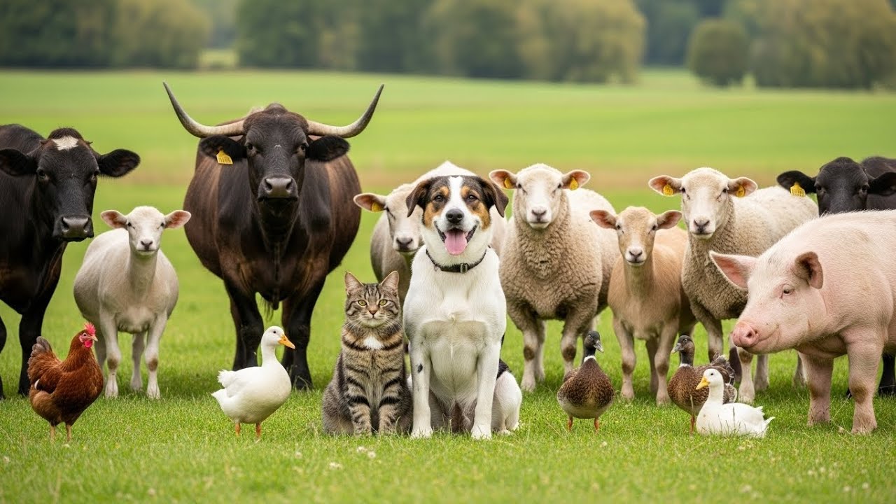 Adorable Animal Sounds Collection： Elephant, Pig, Rabbit, Cat, Duck, Tiger, Dog   Animal Videos