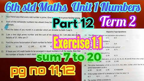6th std Maths-Unit 1 Numbers -Exercise 1.1 (Sum 7 to 20)pg no12