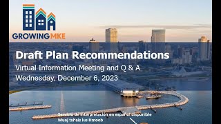 Growing MKE Virtual Meeting: Draft Plan Recommendations