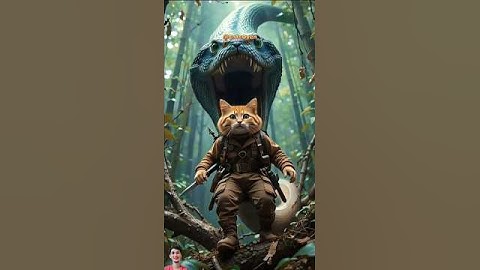 Brave cat oyen defeats the two-headed snake monster 🙀🐍 #shorts #funnycats #funny #cat #ai #catlovers