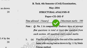 2016 Mdu BTech Civil 4th Sem Structural Analysis Question Paper